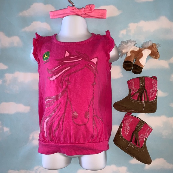 John Deere Pink Horse Graphic Tee 3T